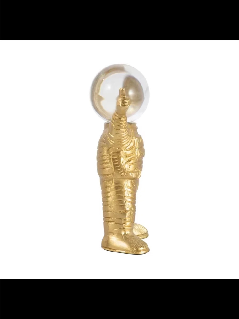Gold Astronaut Sculpture Crystal Globe Helment - Picture 3 of 8